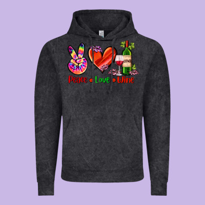 Peace Love Wine Vintage Hoodie Designed By Adodesignshop