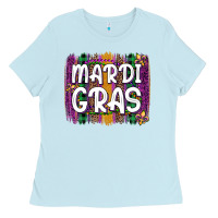 Baby Blue mardi gras fleur de lis brush stroke Ladies Tee - Artiststas