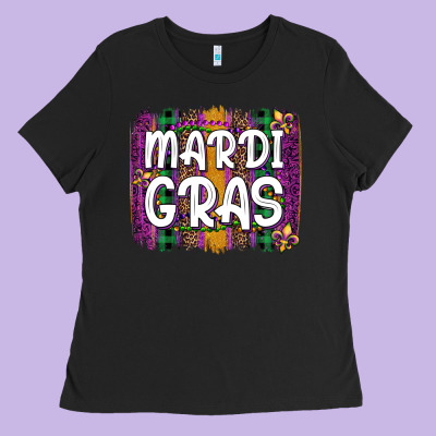 Mardi Gras Fleur De Lis Brush Stroke Ladies Tee Designed By Artiststas