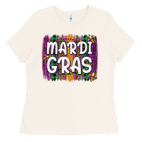 Bone mardi gras fleur de lis brush stroke Ladies Tee - Artiststas