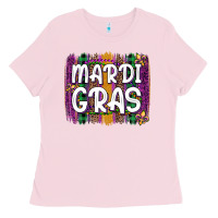 Bubblegum Pink mardi gras fleur de lis brush stroke Ladies Tee - Artiststas