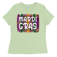 Matcha mardi gras fleur de lis brush stroke Ladies Tee - Artiststas