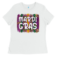 White mardi gras fleur de lis brush stroke Ladies Tee - Artiststas