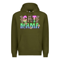 Army Green cat mama Premium Hoodie - CowhideDigitalArt
