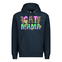 Navy cat mama Premium Hoodie - CowhideDigitalArt