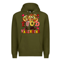Army Green food is my valentine Premium Hoodie - FaDigitalArtStudio