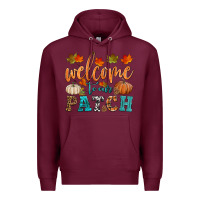 Burgundy welcome to our patch Premium Hoodie - HRA Design Shop