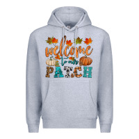 Heather Grey welcome to our patch Premium Hoodie - HRA Design Shop