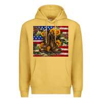 Antique Gold Army USA lag leopard camouflage sunflower 20oz Premium Hoodie - Neo Western