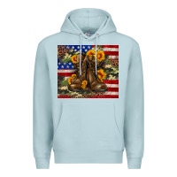 Blue Mist Army USA lag leopard camouflage sunflower 20oz Premium Hoodie - Neo Western