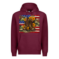 Burgundy Army USA lag leopard camouflage sunflower 20oz Premium Hoodie - Neo Western