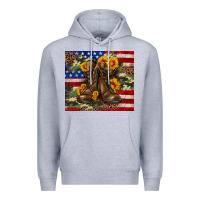 Heather Grey Army USA lag leopard camouflage sunflower 20oz Premium Hoodie - Neo Western