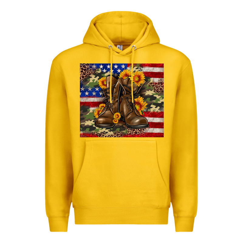 Army Usa Lag Leopard Camouflage Sunflower 20oz Premium Hoodie by Neo Western | Teevron