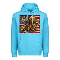 Ocean Blue Army USA lag leopard camouflage sunflower 20oz Premium Hoodie - Neo Western