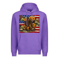 Purple Army USA lag leopard camouflage sunflower 20oz Premium Hoodie - Neo Western