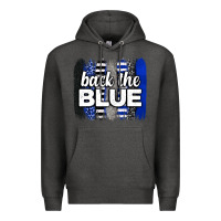 Charcoal Heather Back the blue brushstrokes Premium Hoodie - Neo Western