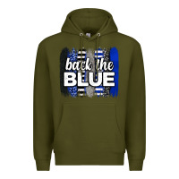 Army Green Back the blue brushstrokes Premium Hoodie - Neo Western