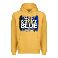 Mustard Back the blue brushstrokes Premium Hoodie - Neo Western