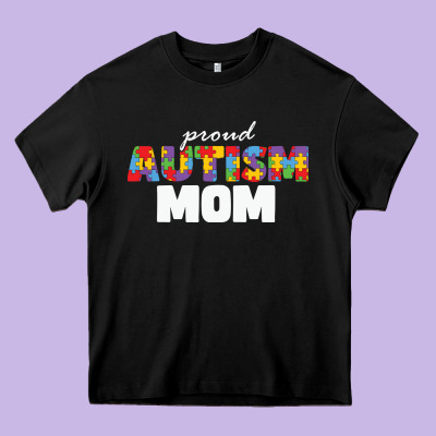 Lil Autism Mom Heavy Core Tee Designed By Cowhidedigitalart
