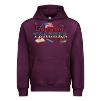 Mauve Wine American Teacher 4th of July Urban Hoodie - CowGirlArtShop