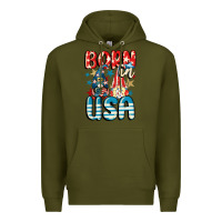 Army Green Born in USA gnomes 4th of July Premium Hoodie - CowGirlArtShop