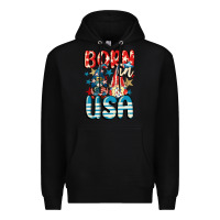 Black Born in USA gnomes 4th of July Premium Hoodie - CowGirlArtShop
