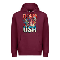 Burgundy Born in USA gnomes 4th of July Premium Hoodie - CowGirlArtShop