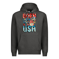 Charcoal Heather Born in USA gnomes 4th of July Premium Hoodie - CowGirlArtShop