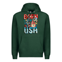 Sports Green Born in USA gnomes 4th of July Premium Hoodie - CowGirlArtShop
