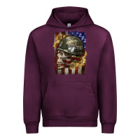 Mauve Wine Army skull 4th of july Urban Hoodie - CowGirlArtShop