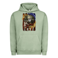 Pigment Oil Green Army skull 4th of july Urban Hoodie - CowGirlArtShop