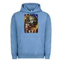 Pigment Pebble Blue Army skull 4th of july Urban Hoodie - CowGirlArtShop