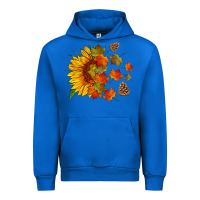 Cobalt sunflower and autumn leaves Urban Hoodie - HRA Design Shop