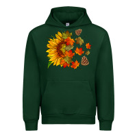 Forest Green sunflower and autumn leaves Urban Hoodie - HRA Design Shop