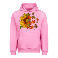 Fuchsia Pink sunflower and autumn leaves Urban Hoodie - HRA Design Shop