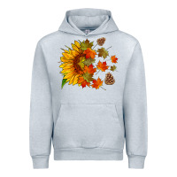 Heather Grey sunflower and autumn leaves Urban Hoodie - HRA Design Shop