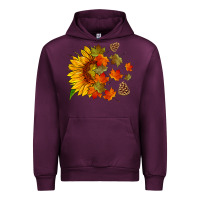 Mauve Wine sunflower and autumn leaves Urban Hoodie - HRA Design Shop