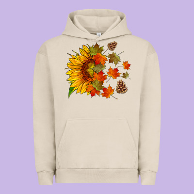 Sunflower And Autumn Leaves Urban Hoodie Designed By Hra Design Shop
