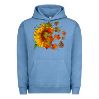Pigment Pebble Blue sunflower and autumn leaves Urban Hoodie - HRA Design Shop