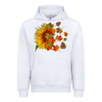White sunflower and autumn leaves Urban Hoodie - HRA Design Shop