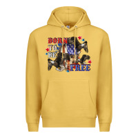 Antique Gold Born to be free 4th of july Premium Hoodie - CowGirlArtShop