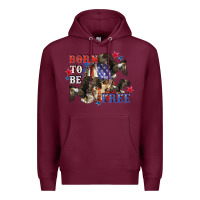 Burgundy Born to be free 4th of july Premium Hoodie - CowGirlArtShop