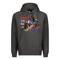 Charcoal Heather Born to be free 4th of july Premium Hoodie - CowGirlArtShop