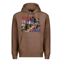 Chestnut Born to be free 4th of july Premium Hoodie - CowGirlArtShop