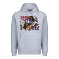 Heather Grey Born to be free 4th of july Premium Hoodie - CowGirlArtShop