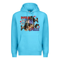 Ocean Blue Born to be free 4th of july Premium Hoodie - CowGirlArtShop