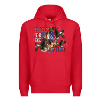 Red Born to be free 4th of july Premium Hoodie - CowGirlArtShop