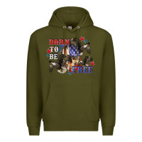 Army Green Born to be free 4th of july Premium Hoodie - CowGirlArtShop