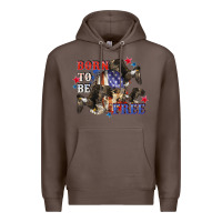 Coffee Born to be free 4th of july Premium Hoodie - CowGirlArtShop