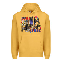 Mustard Born to be free 4th of july Premium Hoodie - CowGirlArtShop